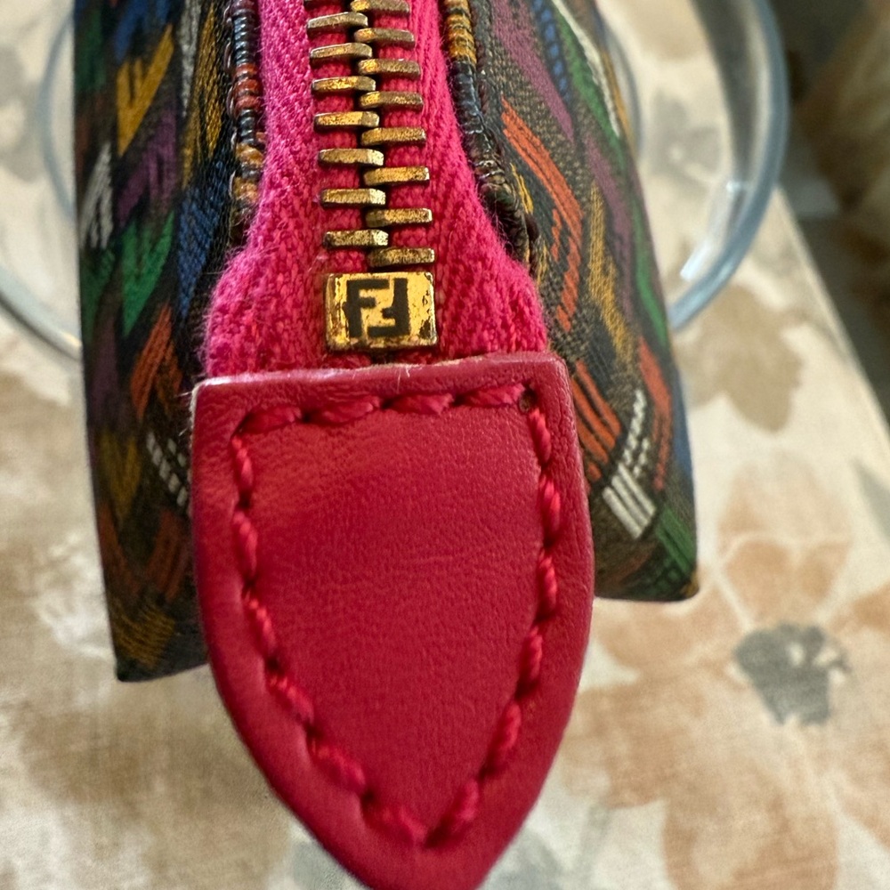 AUTHENTIC FENDI MULTI COLOR MONOGRAMMED CANVAS POUCH - EUC PRELOVED-EUC - Picture 10 of 15